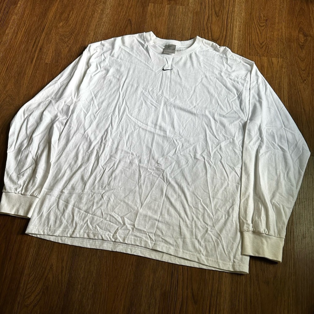 Vintage 90s Nike Center Swoosh Long Sleeve T Shirt XL White Made in USA